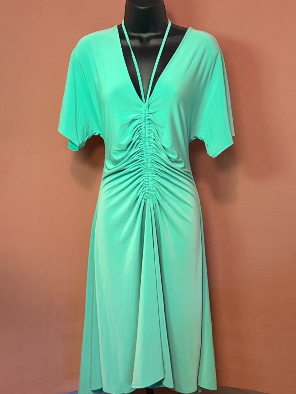 White House Black Market Mint Green Ruched Midi Dress - Women's Large